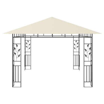 Gazebo com rede mosquiteira 4x3x2,73 m 180 g/m² creme