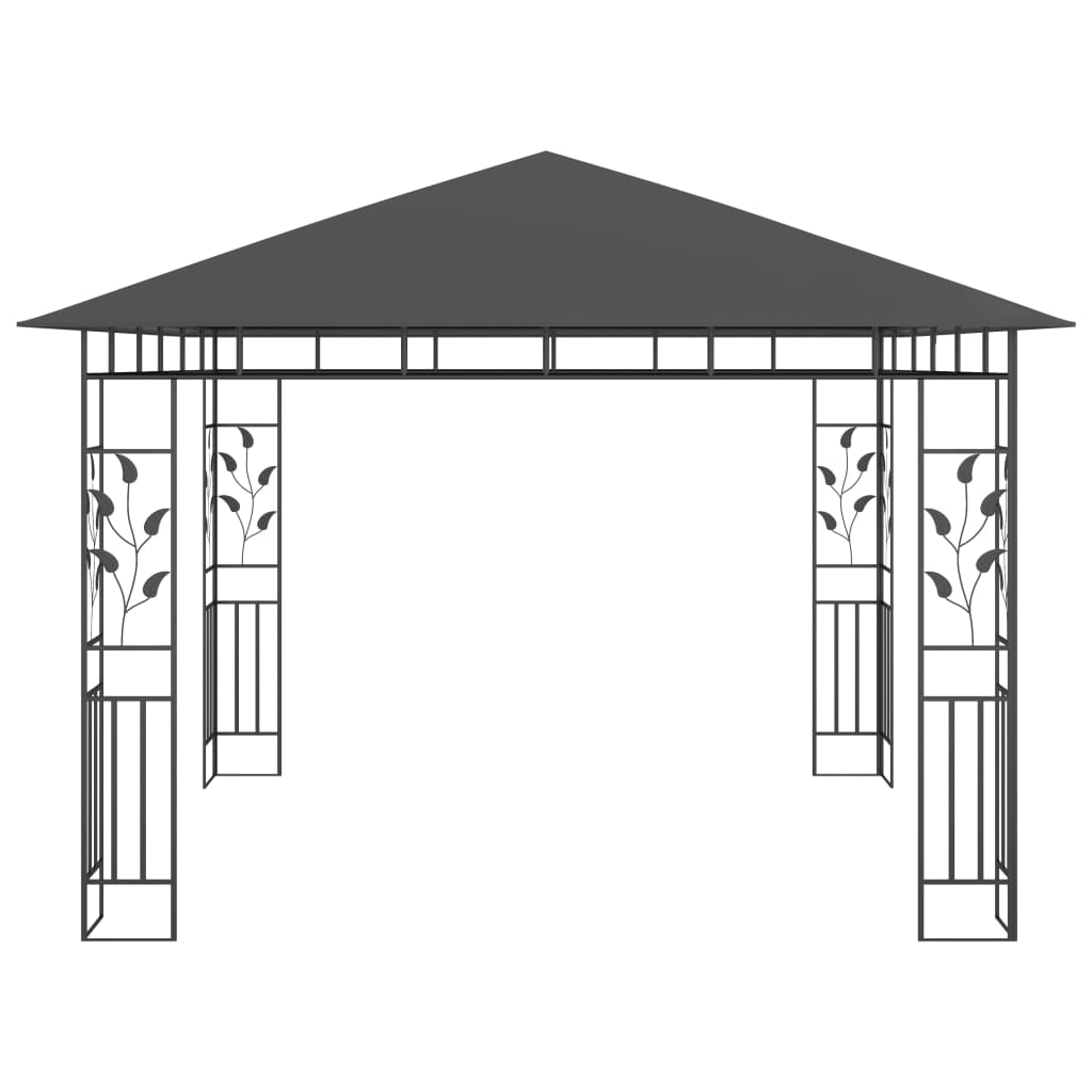 Gazebo com rede mosquiteira 3x3x2,73 m 180 g/m² antracite