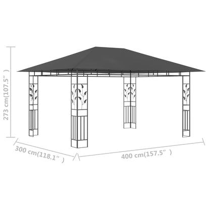 Gazebo com rede mosquiteira 4x3x2,73 m 180 g/m² antracite