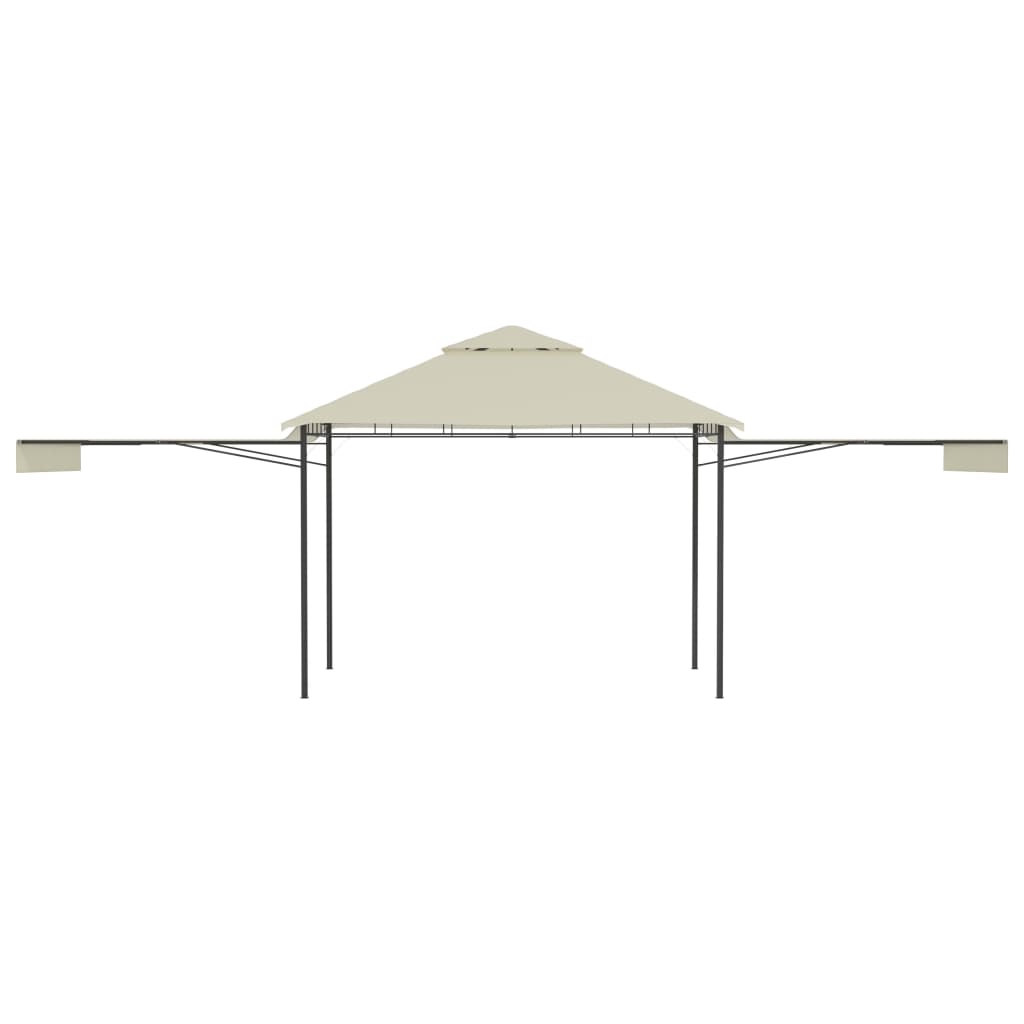 Gazebo com toldos duplos extensíveis 3x3x2,75 m 180 g/m² creme