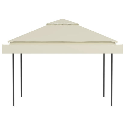 Gazebo com toldos duplos extensíveis 3x3x2,75 m 180 g/m² creme
