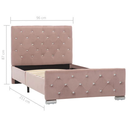 Estrutura de cama 90x200 cm veludo rosa