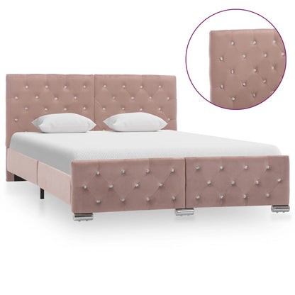 Estrutura de cama 140x200 cm veludo rosa