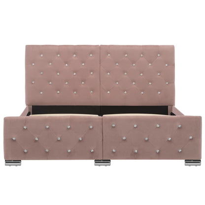 Estrutura de cama 140x200 cm veludo rosa