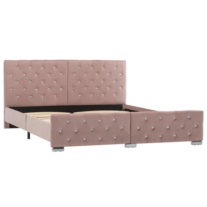 Estrutura de cama 160x200 cm veludo rosa