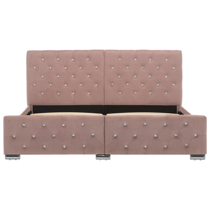 Estrutura de cama 160x200 cm veludo rosa