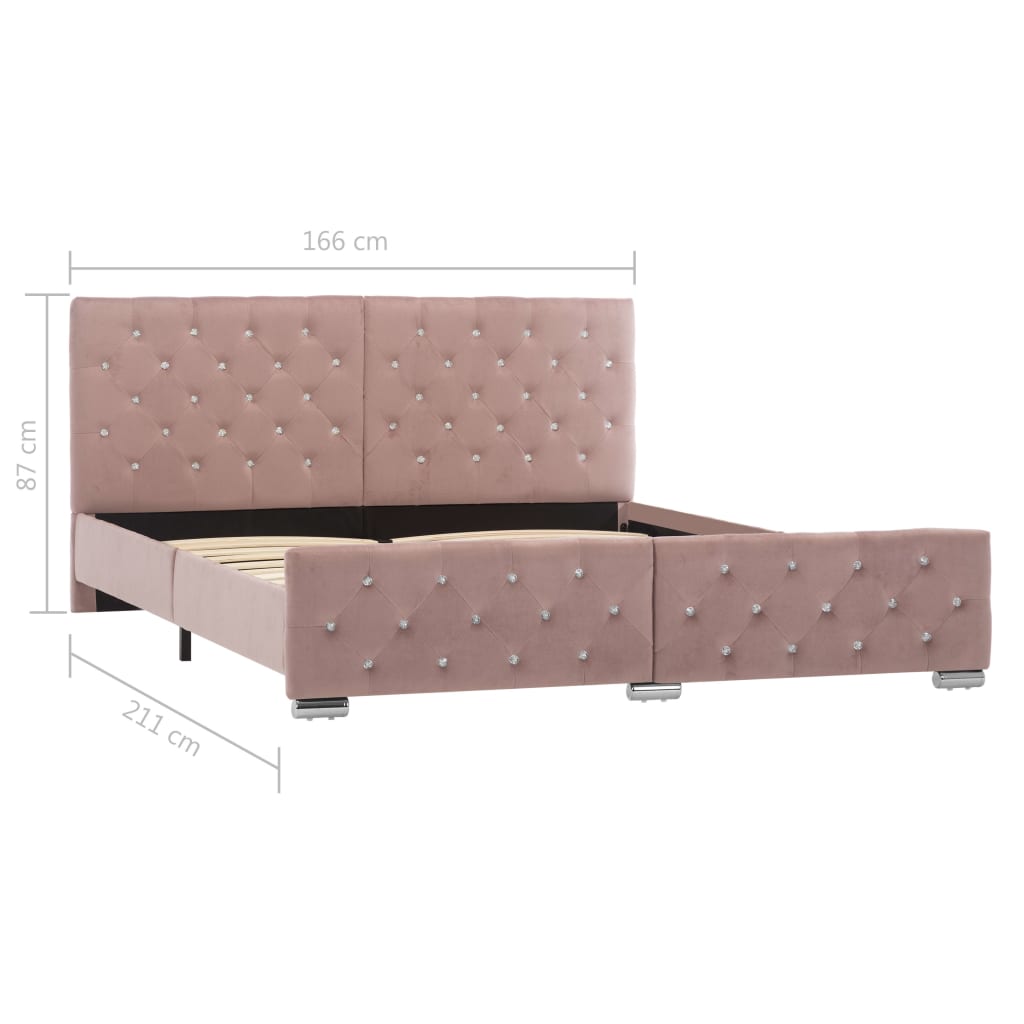 Estrutura de cama 160x200 cm veludo rosa