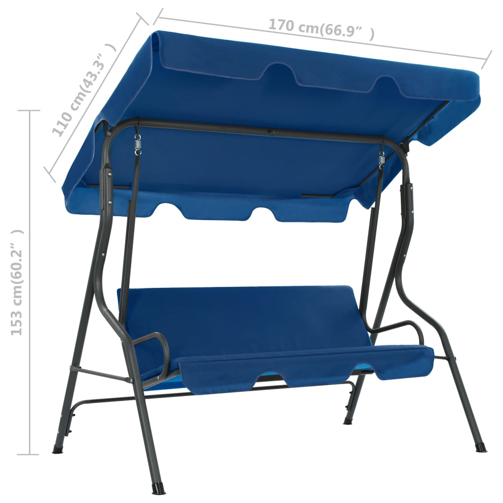Baloiço de jardim 170x110x153cm tecido azul-escuro