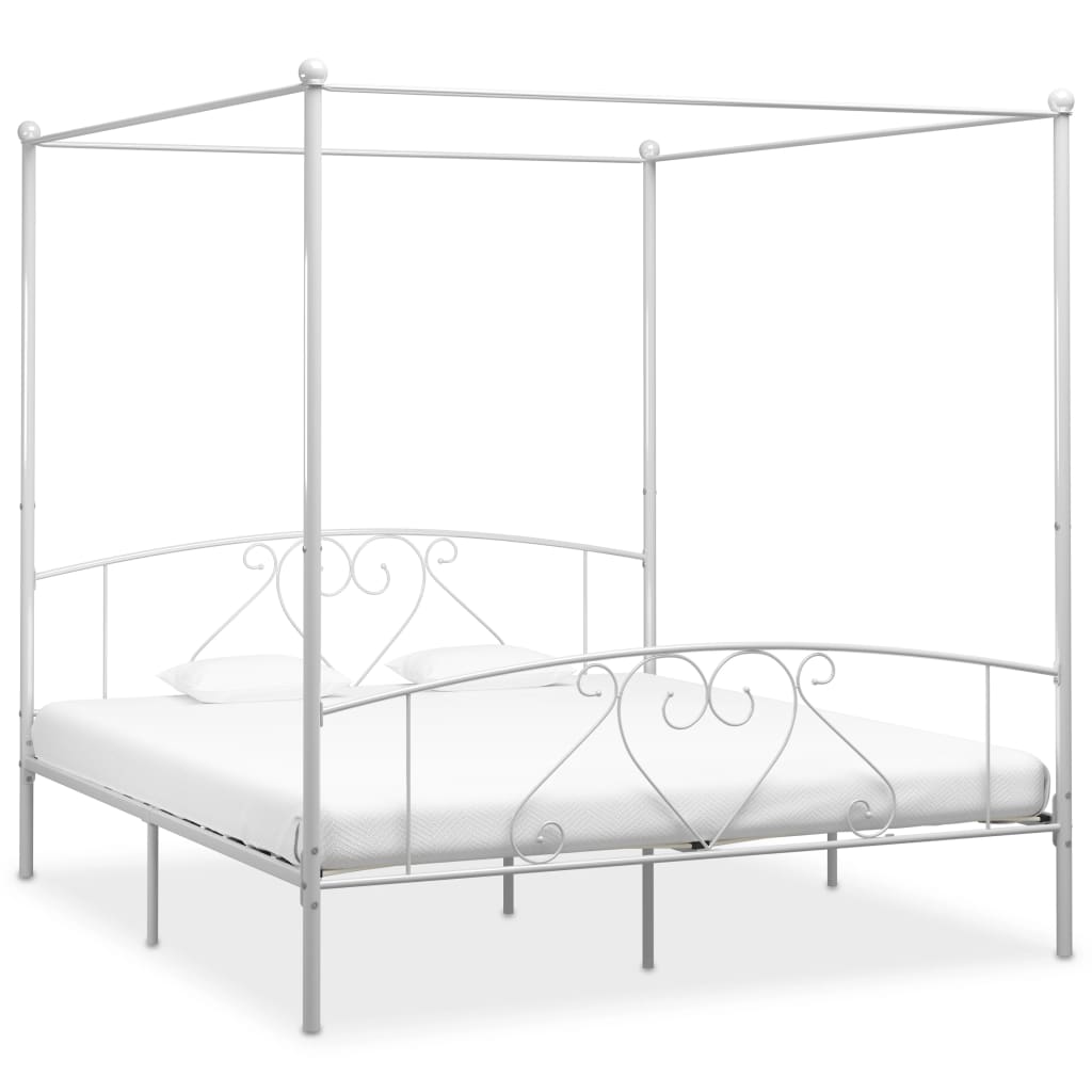 Estrutura de cama com dossel metal 180x200 cm branco