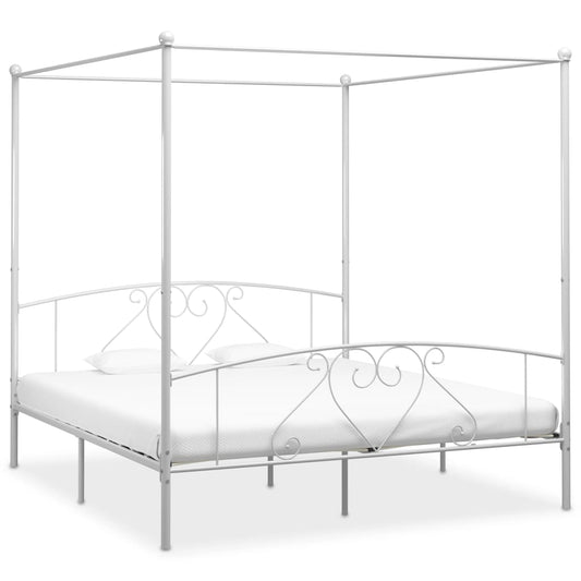 Estrutura de cama com dossel metal 180x200 cm branco