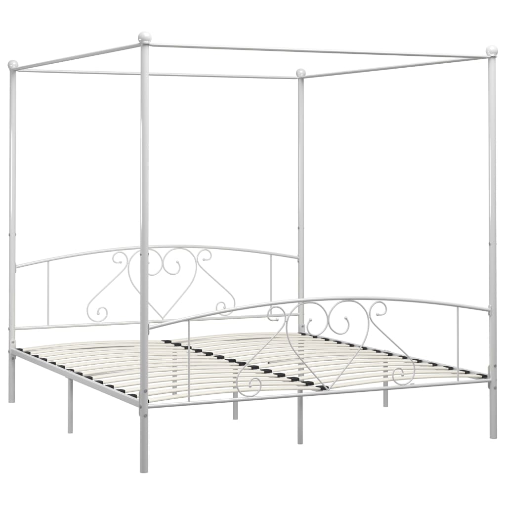 Estrutura de cama com dossel metal 180x200 cm branco