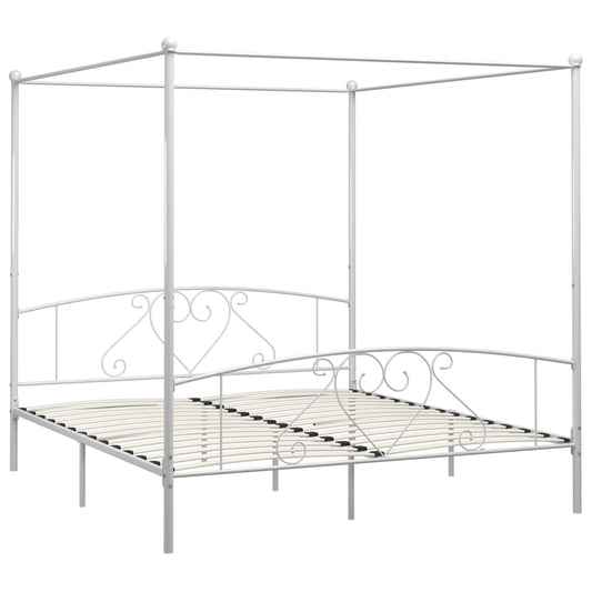 Estrutura de cama com dossel metal 180x200 cm branco