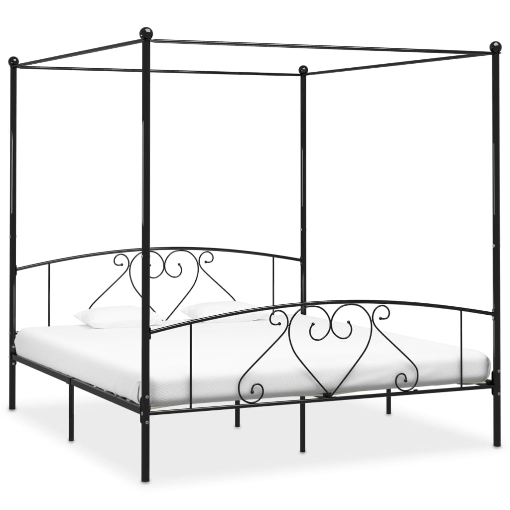 Estrutura de cama dossel 180x200 cm metal preto