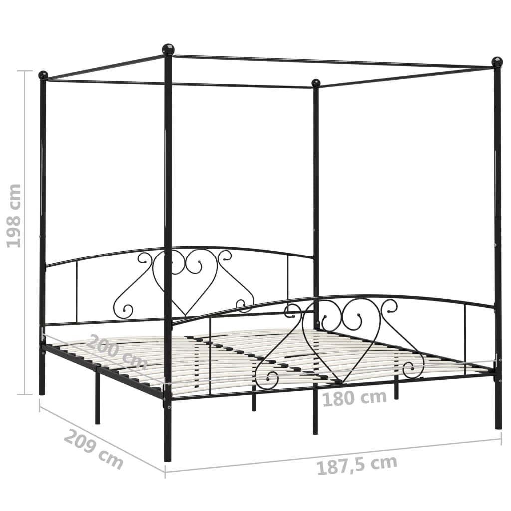 Estrutura de cama dossel 180x200 cm metal preto
