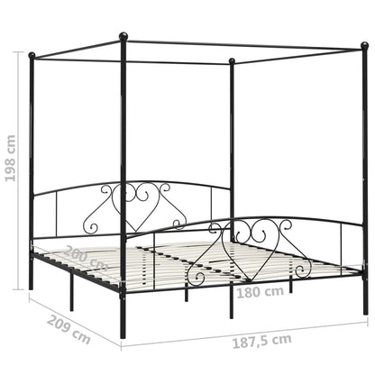 Estrutura de cama dossel 180x200 cm metal preto