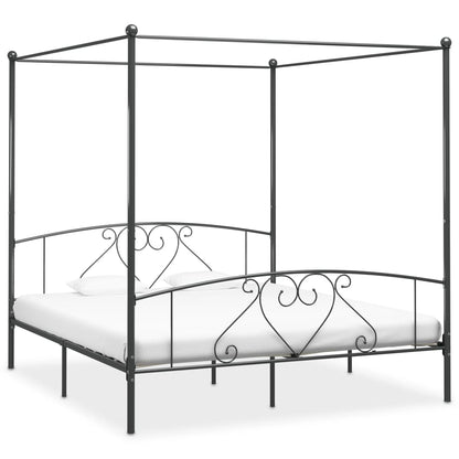 Estrutura de cama com dossel 180x200 cm metal cinzento