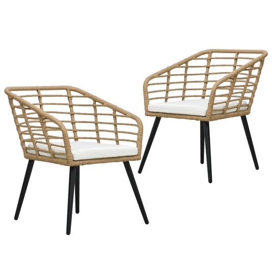 Cadeiras de jardim com almofadões 2 pcs vime PE cor carvalho