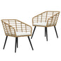 Cadeiras de jardim com almofadões 2 pcs vime PE cor carvalho