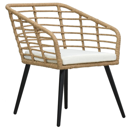 Cadeiras de jardim com almofadões 2 pcs vime PE cor carvalho