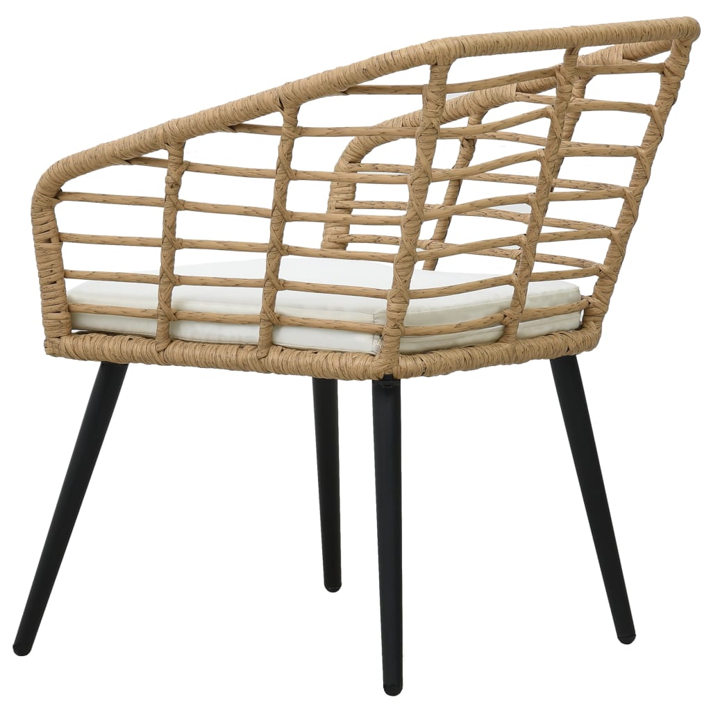 Cadeiras de jardim com almofadões 2 pcs vime PE cor carvalho