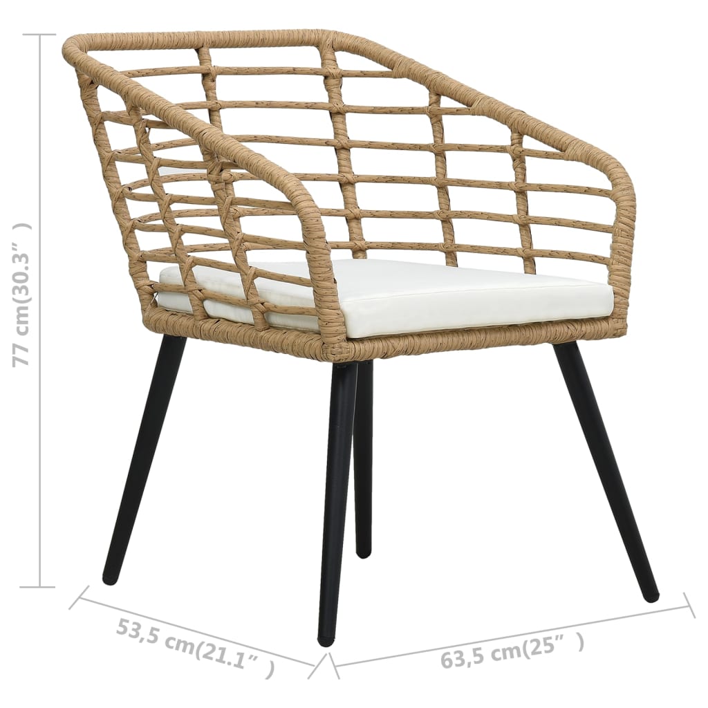 Cadeiras de jardim com almofadões 2 pcs vime PE cor carvalho