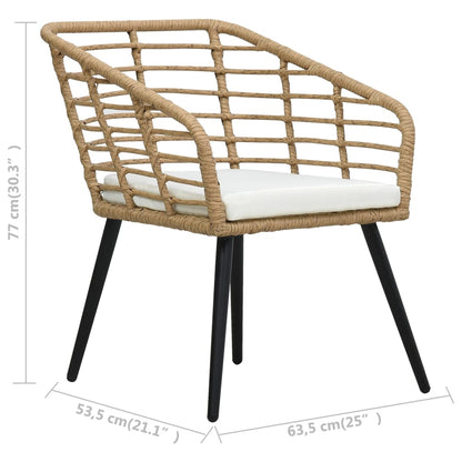 Cadeiras de jardim com almofadões 2 pcs vime PE cor carvalho