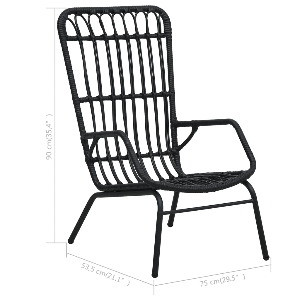 Cadeira de jardim vime PE preto