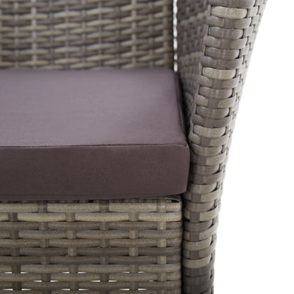 Cadeiras de jardim 2 pcs c/ almofadões vime PE cinzento