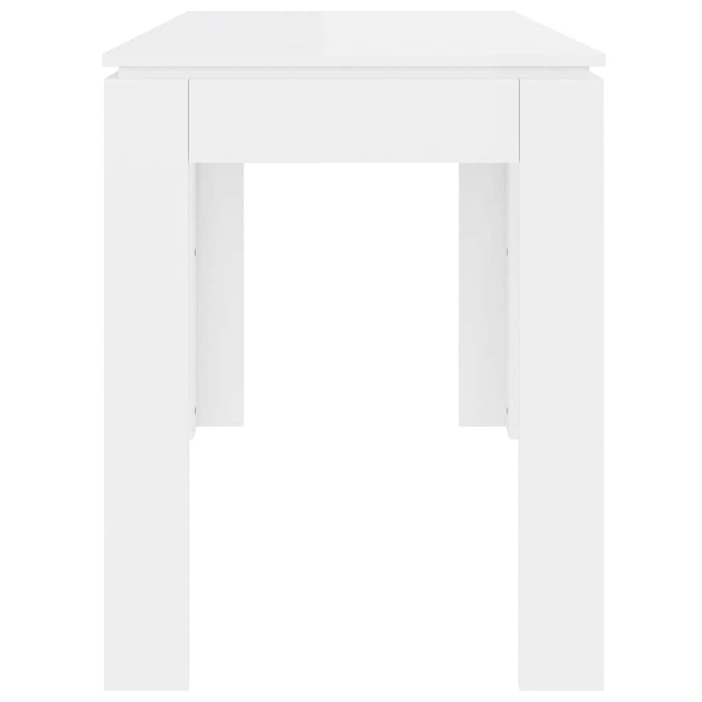 Mesa de jantar 120x60x76 cm contraplacado branco brilhante