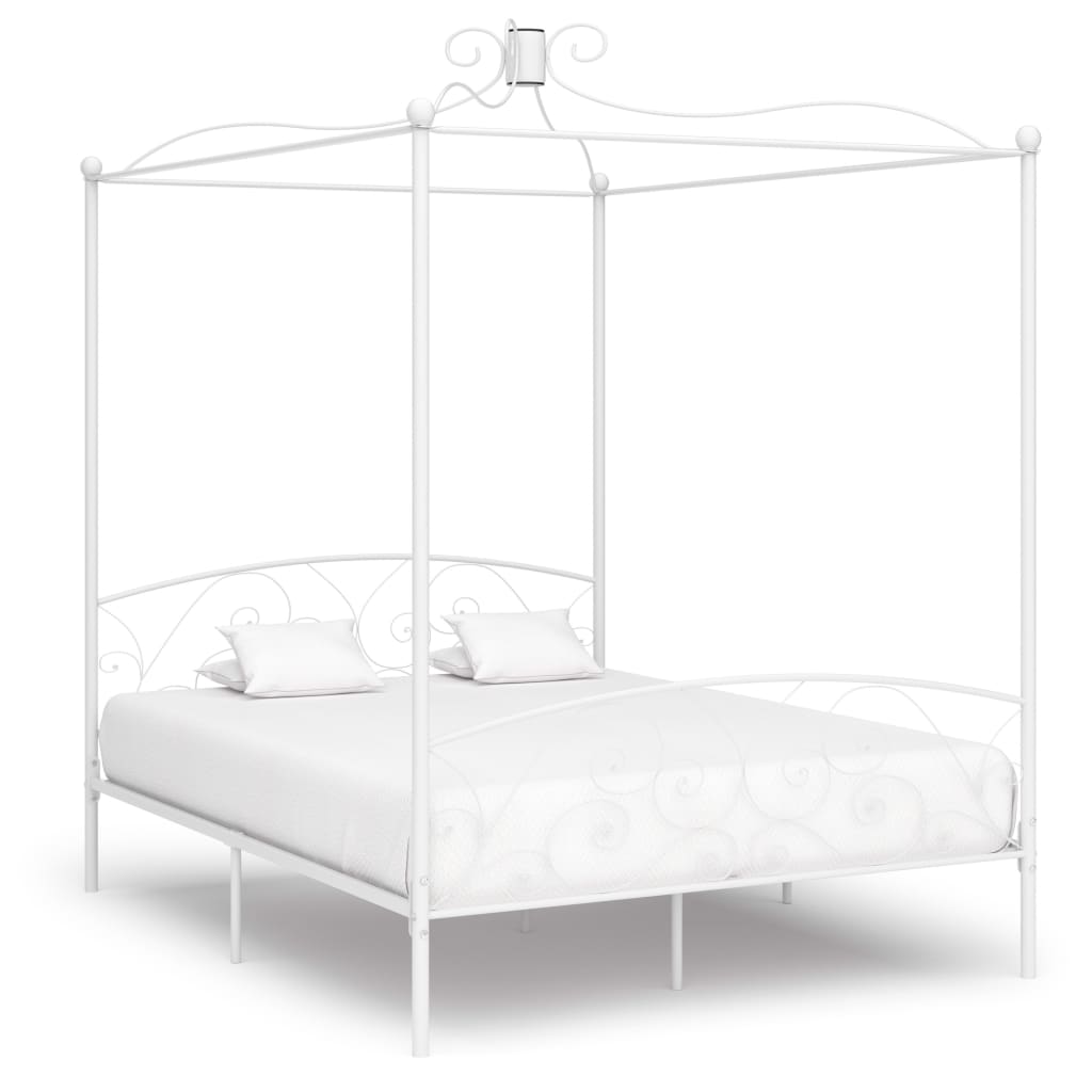 Estrutura de cama dossel 160x200 cm metal branco