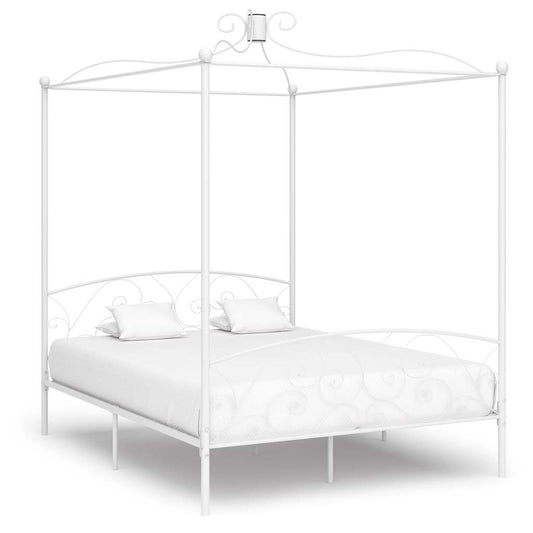 Estrutura de cama com dossel metal 180x200 cm branco