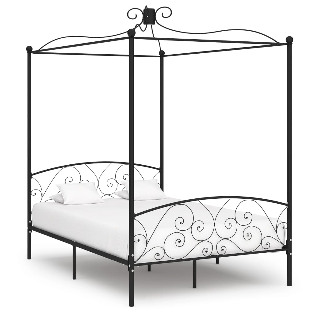 Estrutura de cama com dossel 120x200 cm metal preto