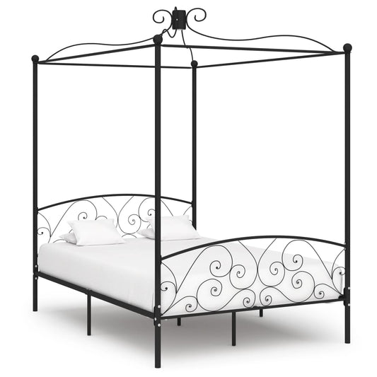 Estrutura de cama com dossel 120x200 cm metal preto