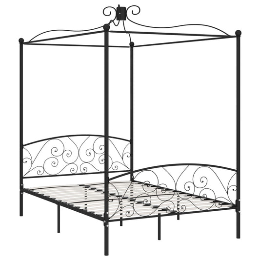 Estrutura de cama com dossel 120x200 cm metal preto
