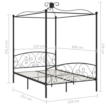 Estrutura de cama com dossel 120x200 cm metal preto