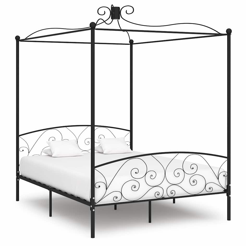 Estrutura de cama dossel 180x200 cm metal preto