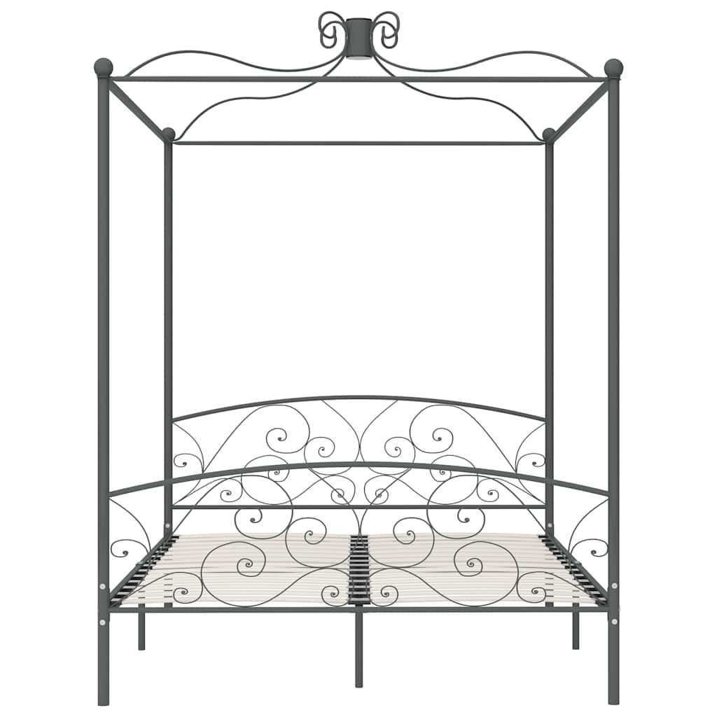 Estrutura de cama com dossel 180x200 cm metal cinzento