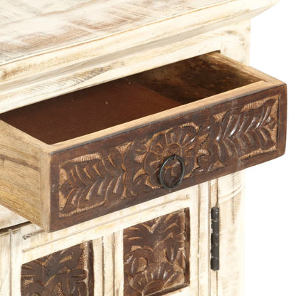 Mesa de cabeceira 40x30x50cm madeira de mangueira maciça branco
