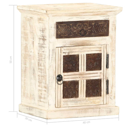 Mesa de cabeceira 40x30x50cm madeira de mangueira maciça branco