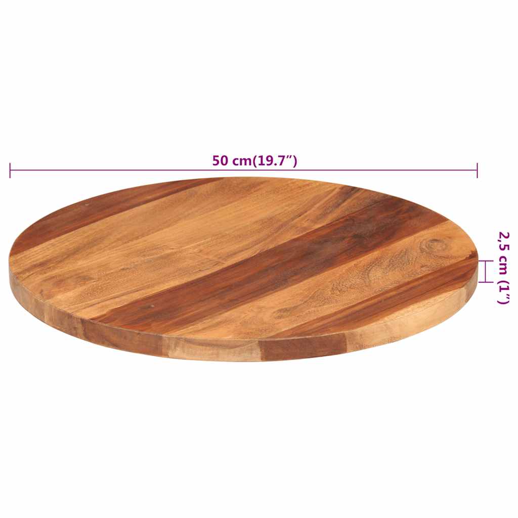 Tampo de mesa redondo madeira de acácia maciça 25-27 mm 50 cm