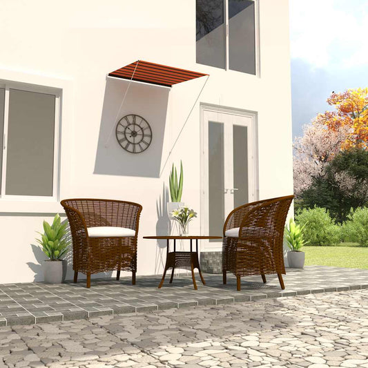 Toldo retrátil 100x150 cm laranja e castanho