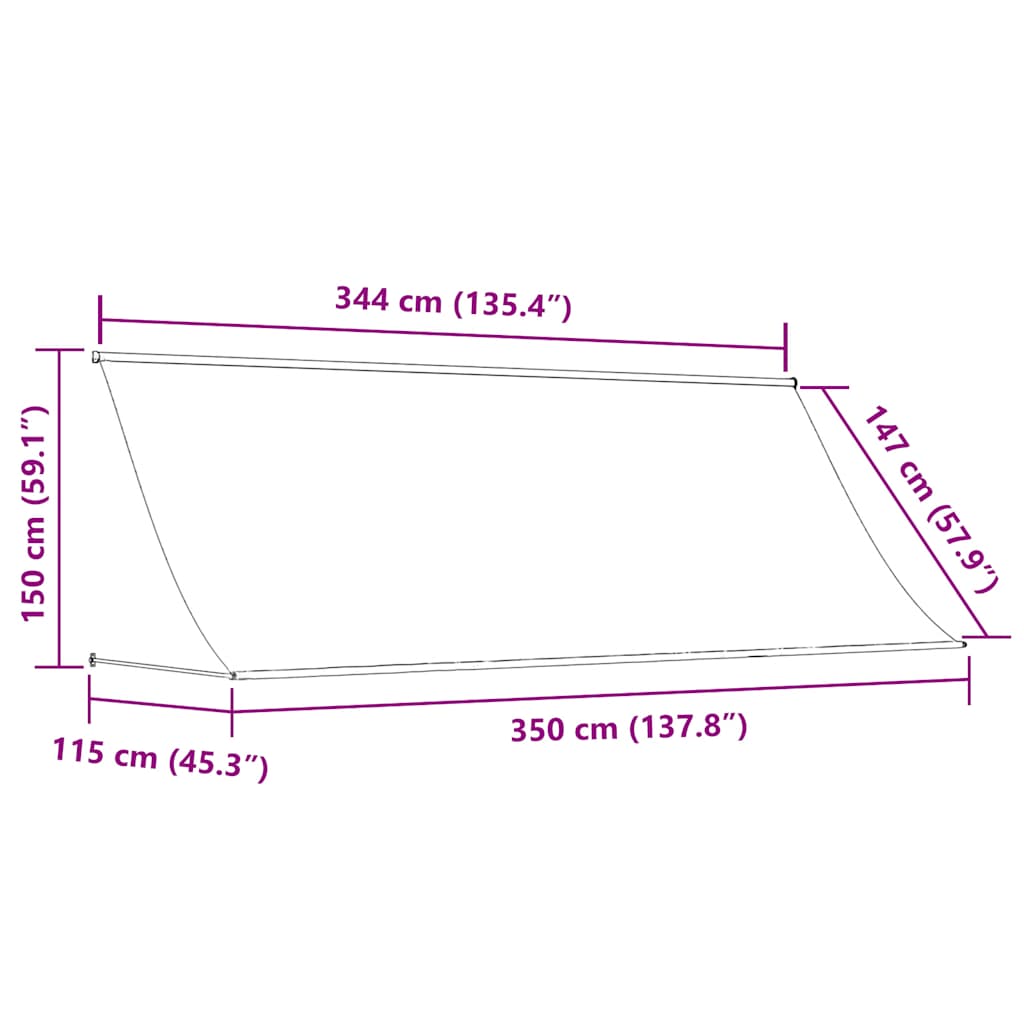 Toldo retrátil 350x150 cm laranja e castanho