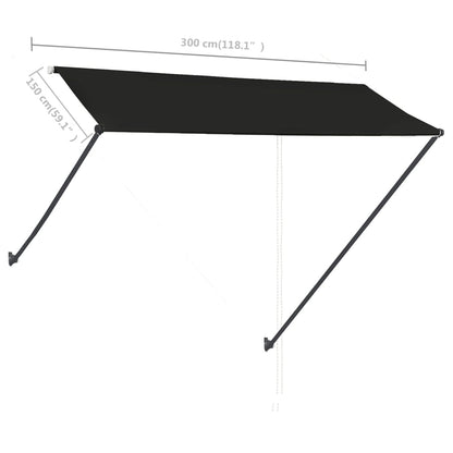 Toldo retrátil com LED 300x150 cm antracite