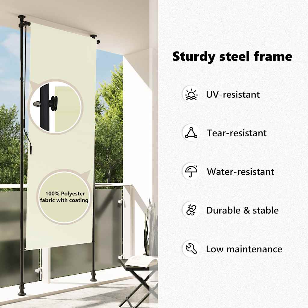 Estore de rolo para exterior 100x270 cm creme