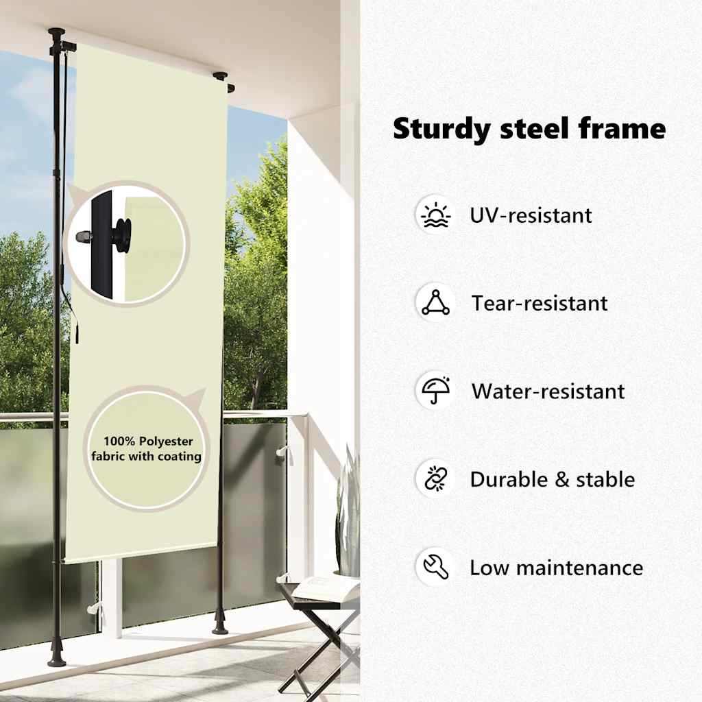 Estore de rolo para exterior 120x270 cm creme