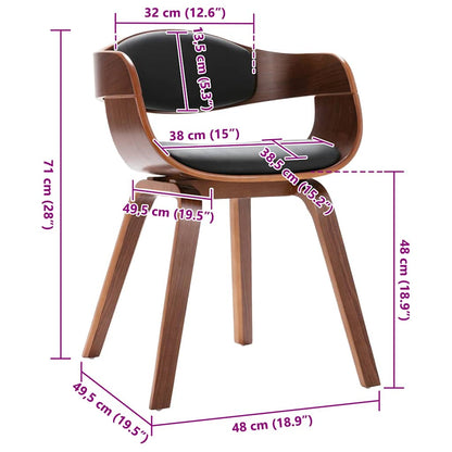 Cadeiras jantar 2 pcs madeira curvada e couro artificial