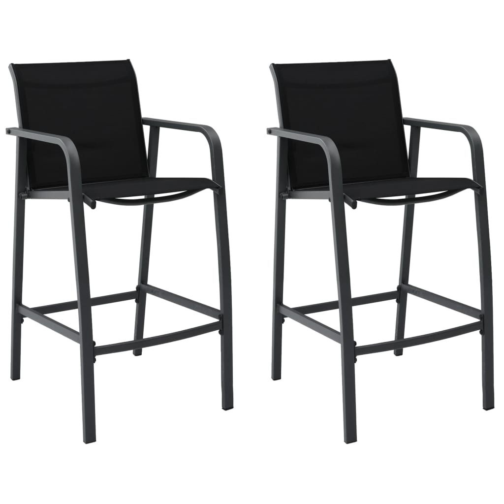 Cadeiras de bar para jardim 2 pcs textilene preto