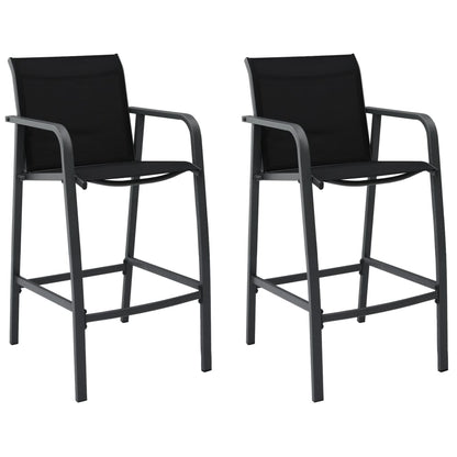 Cadeiras de bar para jardim 2 pcs textilene preto