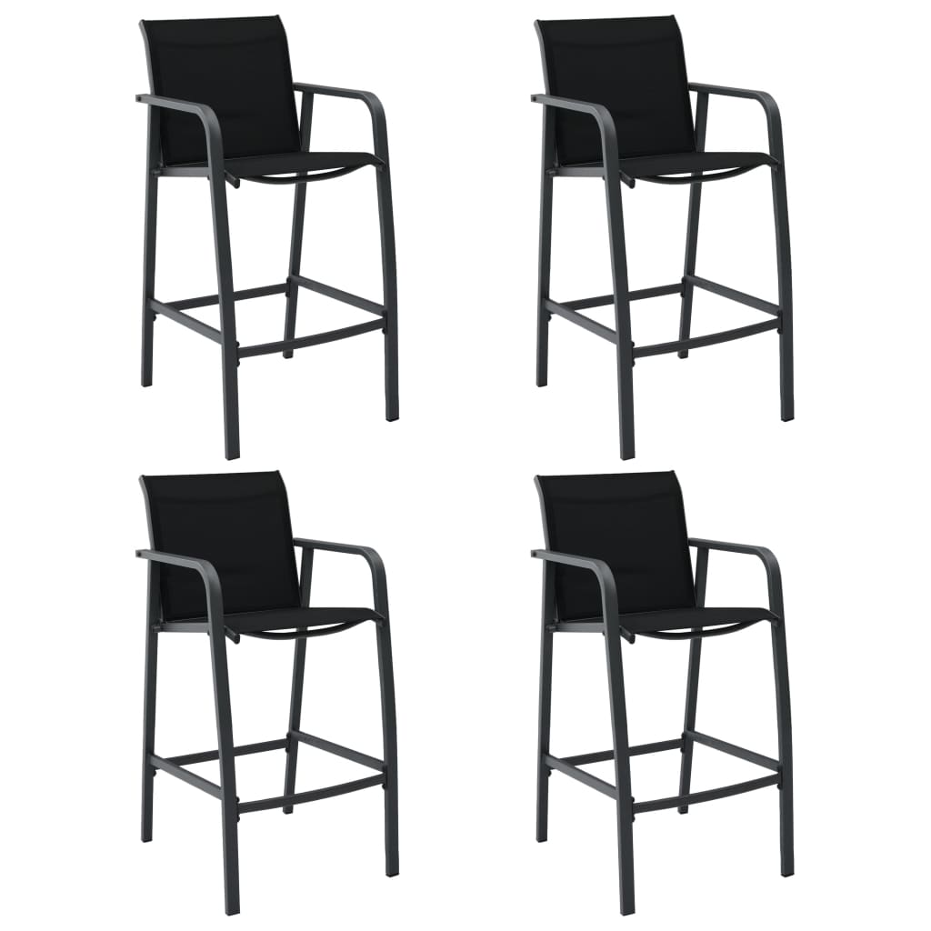 Cadeiras de bar para jardim 4 pcs textilene preto