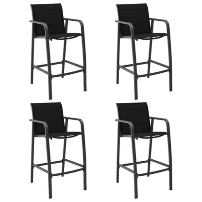 Cadeiras de bar para jardim 4 pcs textilene preto